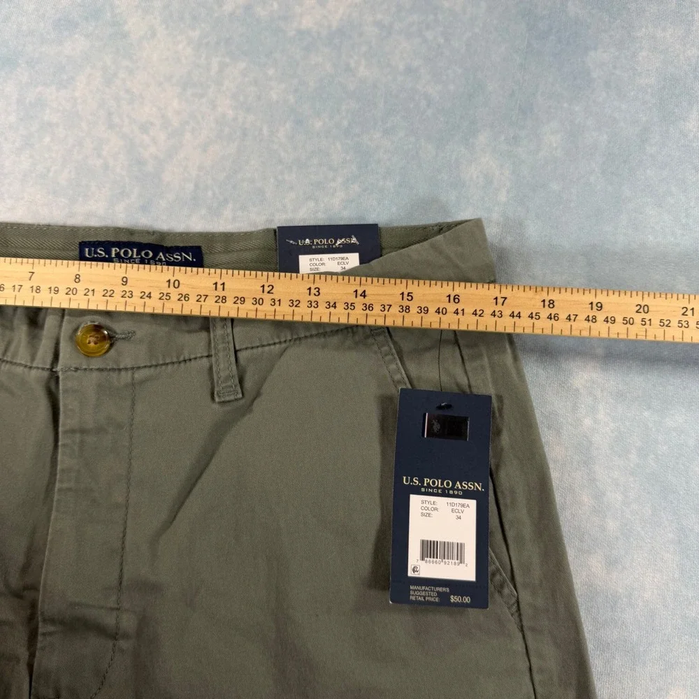 U.S. Polo Assn. Mason Shorts Mens 34 Green NWT Stretch Chino Casual MSRP $50